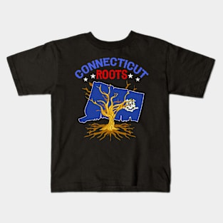 Home Connecticut Roots State Tree Gift Grown Tree Flag Lover Kids T-Shirt